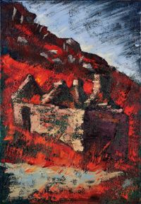 Rod Coyne, Cill Rialaig Ruins East, 2021, 100 x 70 cm, &Ouml;l auf Leinwand